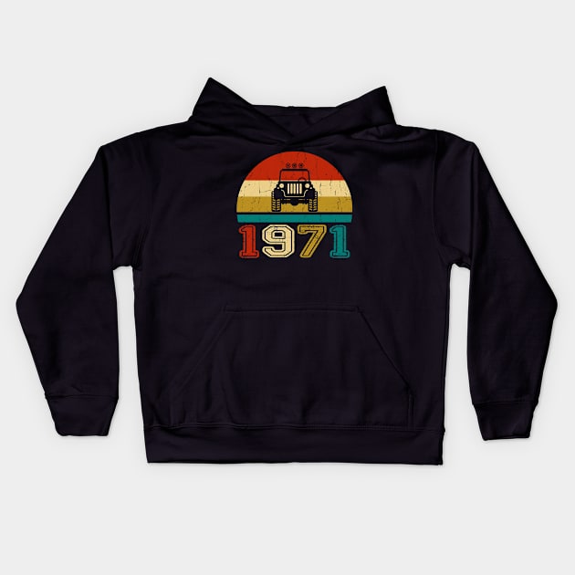 Vintage Jeep 1971 Birthday Jeep Gift Kids Hoodie by Superdadlove